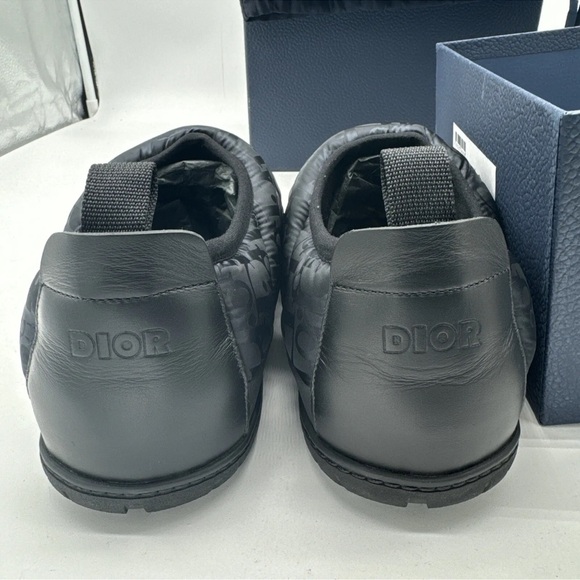 Mens Size 44 Dior Black Oblique Snow Slippers W/ Box Booklet Dust Covers Quilted - Picture 6 of 12